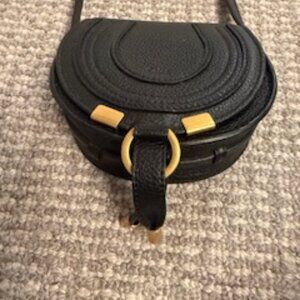 Black Leather Crossbody Bag with Gold Hardware